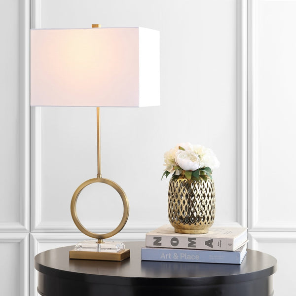 Safavieh KADEN, Elegant 31.5 Inch Table Lamp Set of 2 - Clear Crystal & Brass Finish for Stylish Illumination TBL4193A-SET2