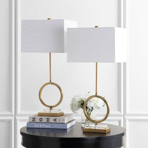 Safavieh KADEN, Elegant 31.5 Inch Table Lamp Set of 2 - Clear Crystal & Brass Finish for Stylish Illumination TBL4193A-SET2