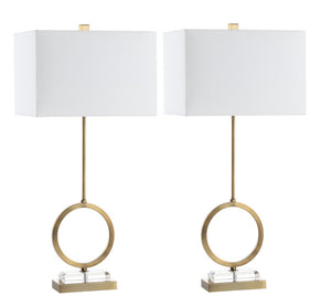 Safavieh KADEN, Elegant 31.5 Inch Table Lamp Set of 2 - Clear Crystal & Brass Finish for Stylish Illumination TBL4193A-SET2