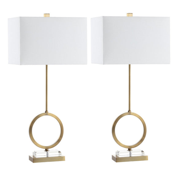 Safavieh KADEN, Elegant 31.5 Inch Table Lamp Set of 2 - Clear Crystal & Brass Finish for Stylish Illumination TBL4193A-SET2