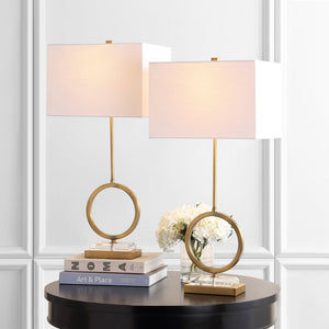 Safavieh KADEN, Elegant 31.5 Inch Table Lamp Set of 2 - Clear Crystal & Brass Finish for Stylish Illumination TBL4193A-SET2