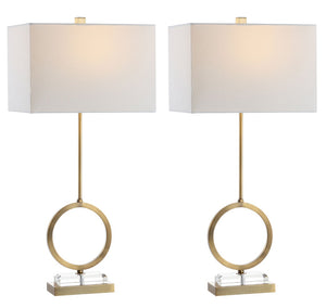 Safavieh KADEN, Elegant 31.5 Inch Table Lamp Set of 2 - Clear Crystal & Brass Finish for Stylish Illumination TBL4193A-SET2