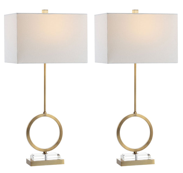 Safavieh KADEN, Elegant 31.5 Inch Table Lamp Set of 2 - Clear Crystal & Brass Finish for Stylish Illumination TBL4193A-SET2