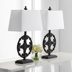 Safavieh WAYLON, Elegant 28-Inch Black Polyresin Table Lamp Set of 2 - Stylish Lighting for Every Room TBL4194A-SET2