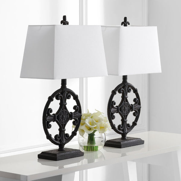 Safavieh WAYLON, Elegant 28-Inch Black Polyresin Table Lamp Set of 2 - Stylish Lighting for Every Room TBL4194A-SET2