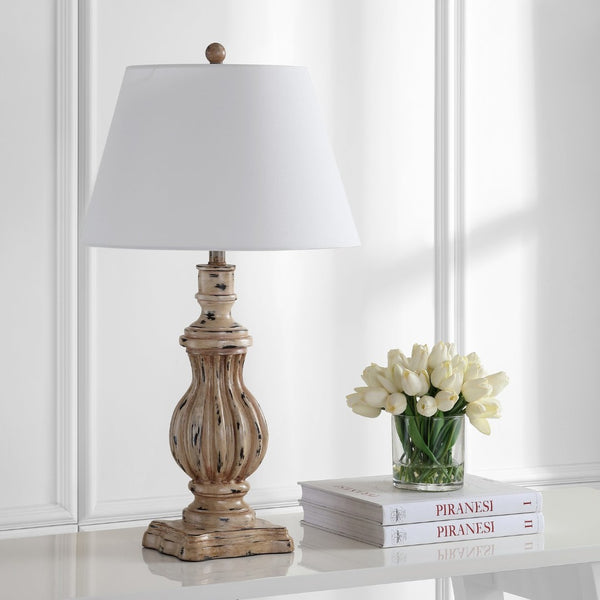 Safavieh TANNER, Elegant Set of 2 Brown Polyresin Table Lamps with Sculptural Design for Any Room Decor TBL4196A-SET2