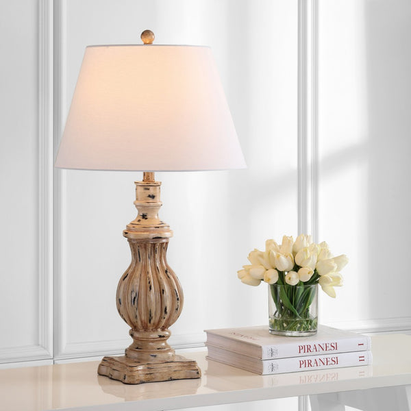 Safavieh TANNER, Elegant Set of 2 Brown Polyresin Table Lamps with Sculptural Design for Any Room Decor TBL4196A-SET2