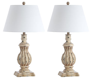 Safavieh TANNER, Elegant Set of 2 Brown Polyresin Table Lamps with Sculptural Design for Any Room Decor TBL4196A-SET2