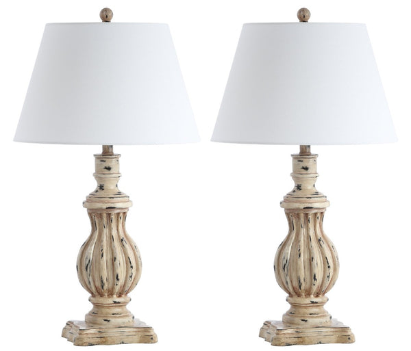 Safavieh TANNER, Elegant Set of 2 Brown Polyresin Table Lamps with Sculptural Design for Any Room Decor TBL4196A-SET2