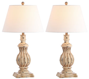 Safavieh TANNER, Elegant Set of 2 Brown Polyresin Table Lamps with Sculptural Design for Any Room Decor TBL4196A-SET2