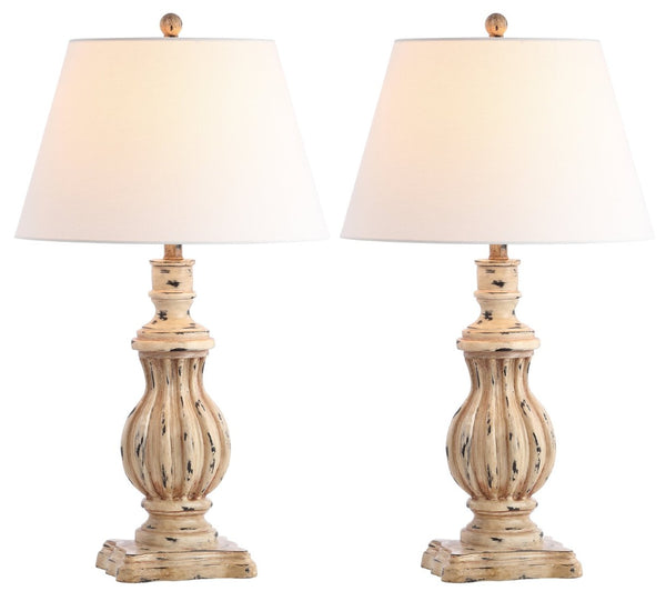 Safavieh TANNER, Elegant Set of 2 Brown Polyresin Table Lamps with Sculptural Design for Any Room Decor TBL4196A-SET2