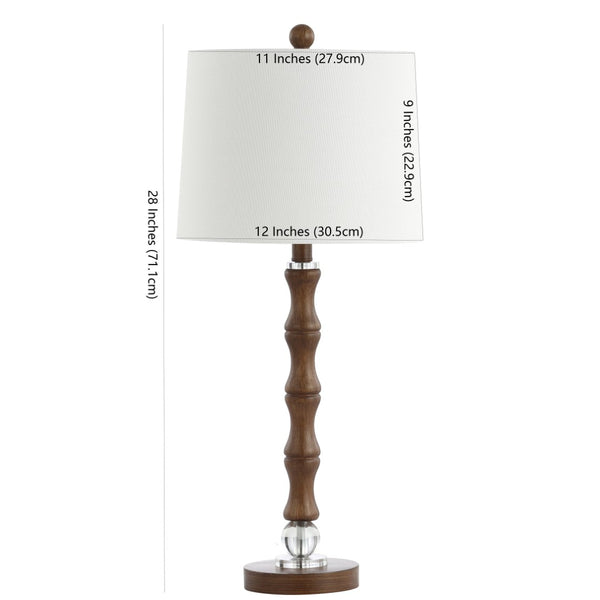 Safavieh LUKAS, 28-Inch Wood and Resin Table Lamp with Crystal Accents for Elegant Home Décor and Warm Glow TBL4198A
