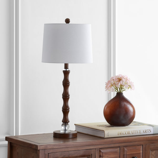 Safavieh LUKAS, 28-Inch Wood and Resin Table Lamp with Crystal Accents for Elegant Home Décor and Warm Glow TBL4198A