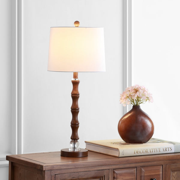 Safavieh LUKAS, 28-Inch Wood and Resin Table Lamp with Crystal Accents for Elegant Home Décor and Warm Glow TBL4198A