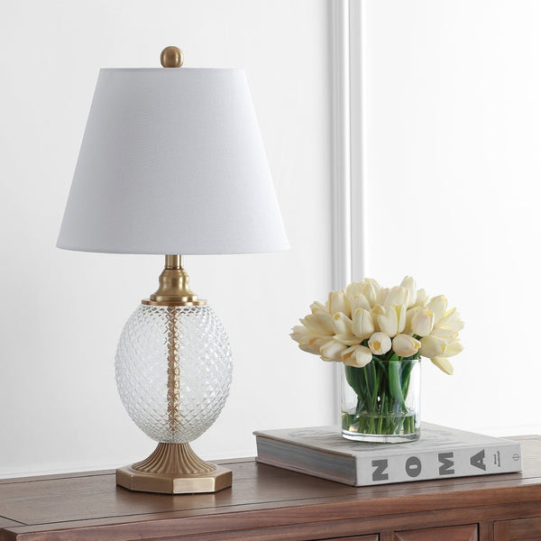 Safavieh KAIDEN Table Lamp - Elegant Brass & Clear Glass Design for Modern Décor, Warm Ambient Illumination TBL4199A