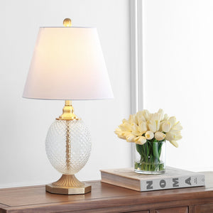 Safavieh KAIDEN Table Lamp - Elegant Brass & Clear Glass Design for Modern Décor, Warm Ambient Illumination TBL4199A
