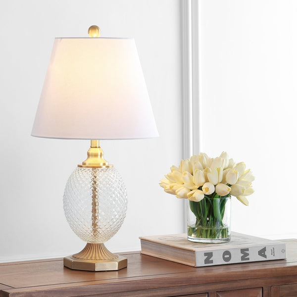 Safavieh KAIDEN Table Lamp - Elegant Brass & Clear Glass Design for Modern Décor, Warm Ambient Illumination TBL4199A