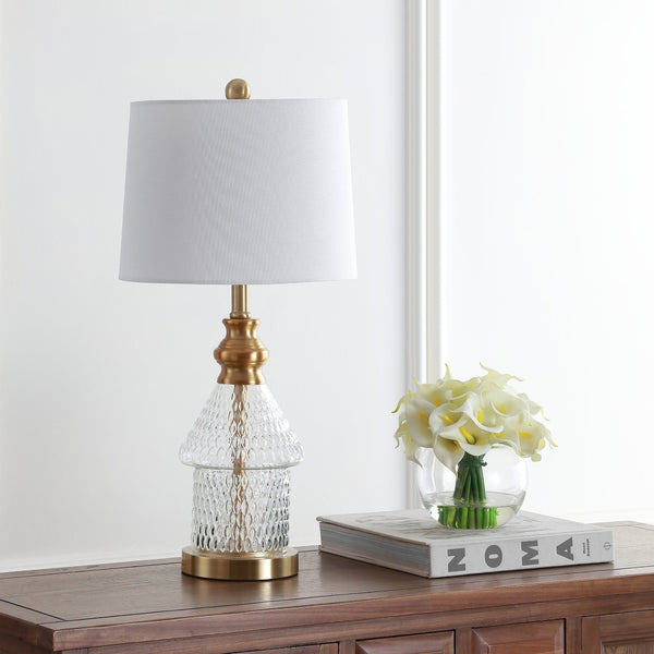 Safavieh CAMDEN Table Lamp - Elegant Brass Finish with Clear Accents for Warm Ambient Lighting & Style TBL4200A