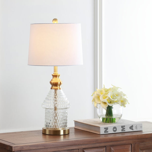 Safavieh CAMDEN Table Lamp - Elegant Brass Finish with Clear Accents for Warm Ambient Lighting & Style TBL4200A