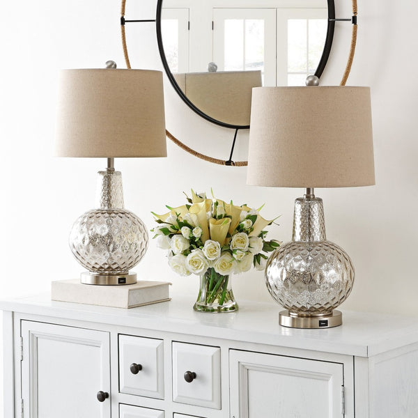 Safavieh ATLAS Table Lamp - Elegant Mercury Finish Lighting for Modern & Transitional Decor, 23.5" Tall TBL4201A