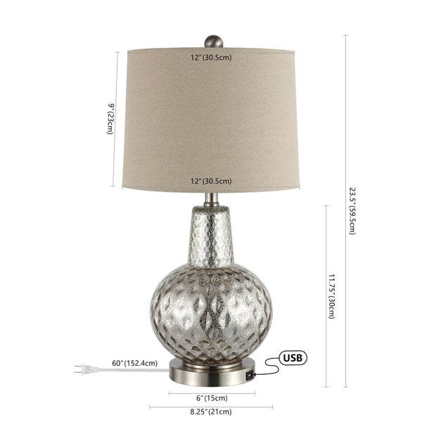 Safavieh ATLAS Table Lamp - Elegant Mercury Finish Lighting for Modern & Transitional Decor, 23.5" Tall TBL4201A
