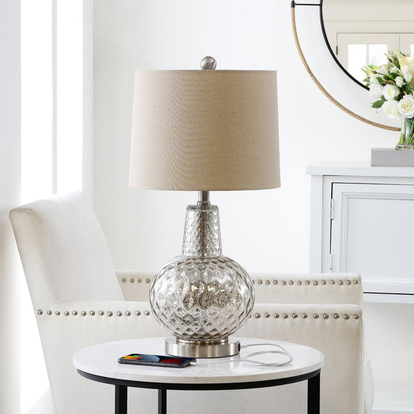 Safavieh ATLAS Table Lamp - Elegant Mercury Finish Lighting for Modern & Transitional Decor, 23.5" Tall TBL4201A