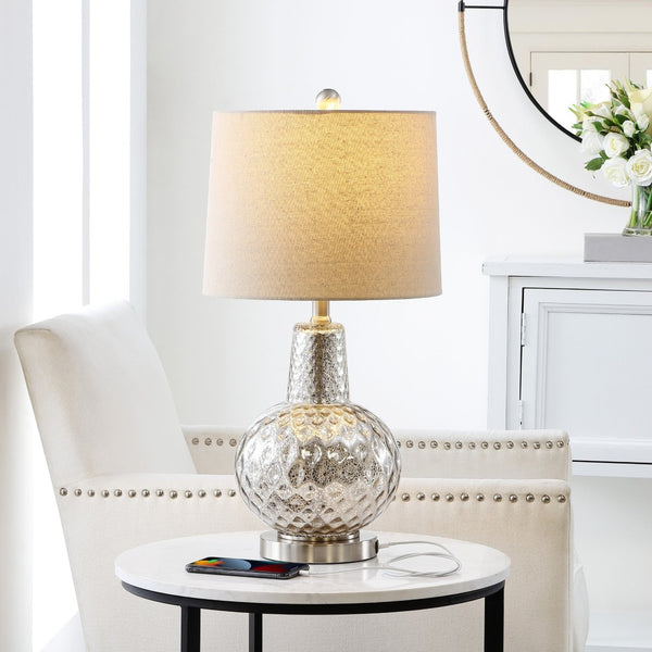 Safavieh ATLAS Table Lamp - Elegant Mercury Finish Lighting for Modern & Transitional Decor, 23.5" Tall TBL4201A