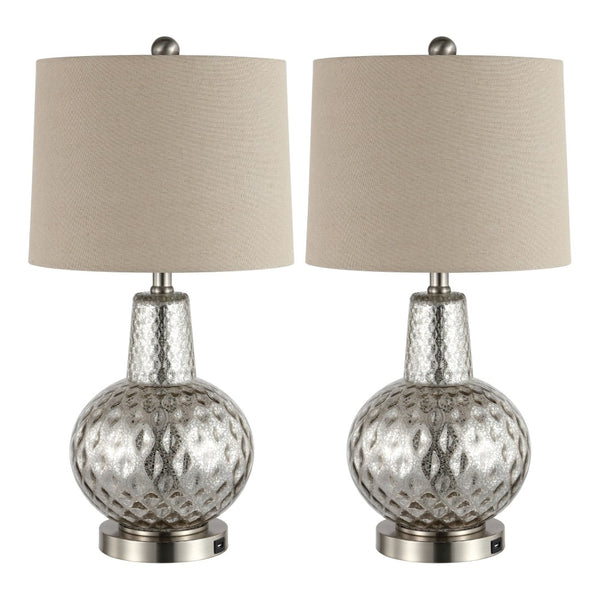 Safavieh ATLAS Table Lamp - Elegant Mercury Finish Lighting for Modern & Transitional Decor, 23.5" Tall TBL4201A