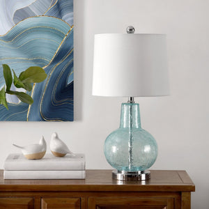 Safavieh ATLAS Table Lamp in Blue Crackle - Artisan Design, Soft Shade, Perfect for Any Room Decor TBL4201B