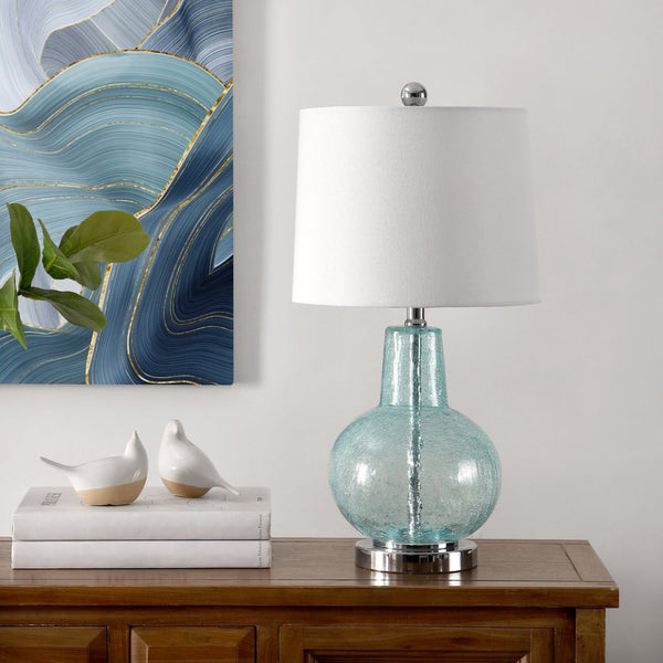Safavieh ATLAS Table Lamp in Blue Crackle - Artisan Design, Soft Shade, Perfect for Any Room Decor TBL4201B