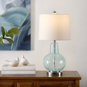 Safavieh ATLAS Table Lamp in Blue Crackle - Artisan Design, Soft Shade, Perfect for Any Room Decor TBL4201B
