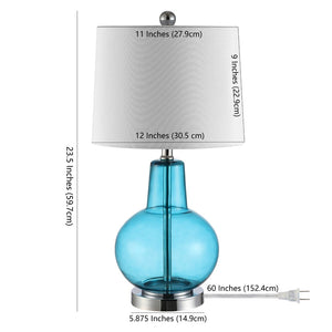 Safavieh ATLAS, 24 Inch Blue Glass Table Lamp - Elegant Lighting for Modern Homes & Stylish Decor Accents TBL4201D