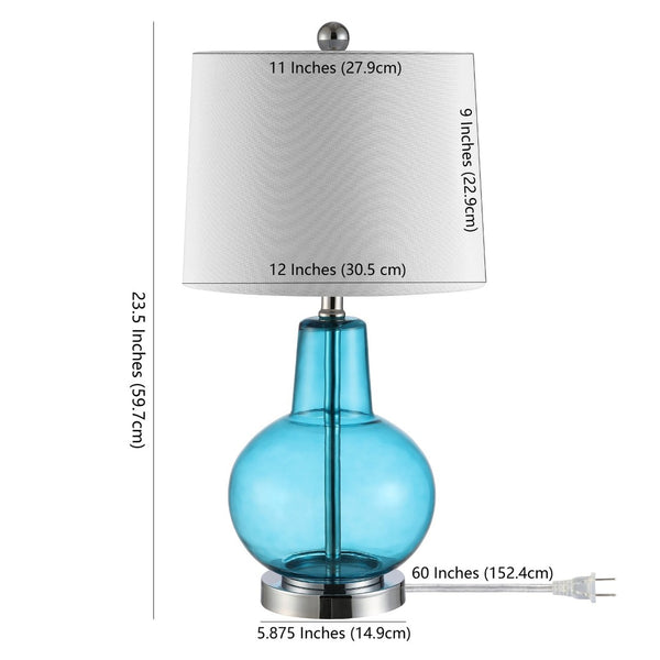 Safavieh ATLAS, 24 Inch Blue Glass Table Lamp - Elegant Lighting for Modern Homes & Stylish Decor Accents TBL4201D