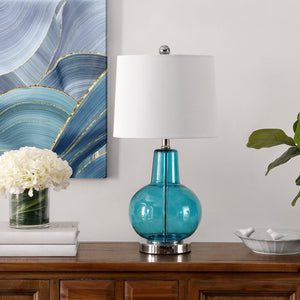 Safavieh ATLAS, 24 Inch Blue Glass Table Lamp - Elegant Lighting for Modern Homes & Stylish Decor Accents TBL4201D