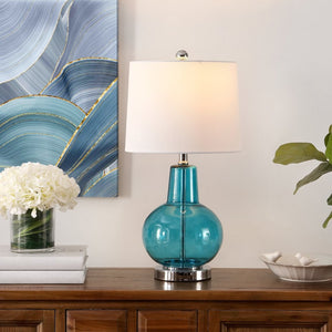 Safavieh ATLAS, 24 Inch Blue Glass Table Lamp - Elegant Lighting for Modern Homes & Stylish Decor Accents TBL4201D