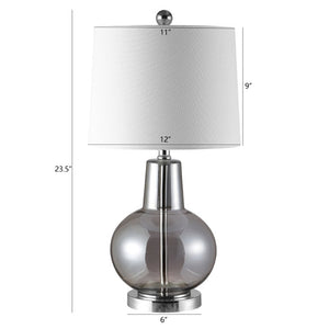 Safavieh Atlas Luster Grey Glass Table Lamp Sculptural Square Base for Modern Interiors TBL4201F