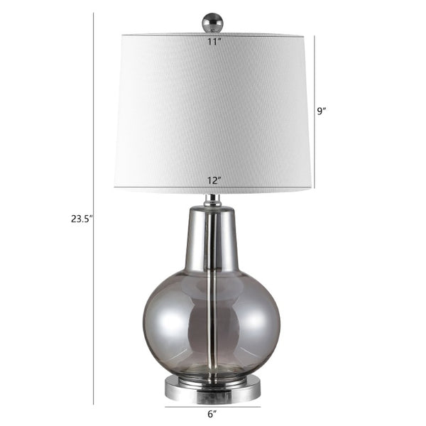 Safavieh Atlas Luster Grey Glass Table Lamp Sculptural Square Base for Modern Interiors TBL4201F