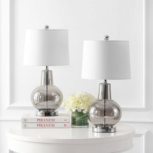 Safavieh Atlas Luster Grey Glass Table Lamp Sculptural Square Base for Modern Interiors TBL4201F