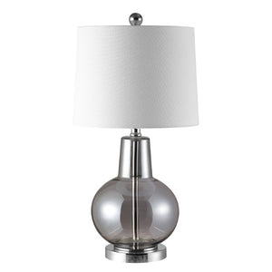 Safavieh Atlas Luster Grey Glass Table Lamp Sculptural Square Base for Modern Interiors TBL4201F