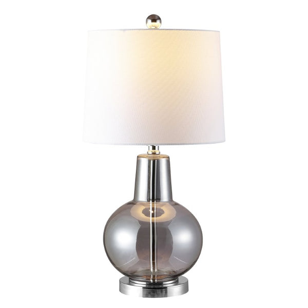 Safavieh Atlas Luster Grey Glass Table Lamp Sculptural Square Base for Modern Interiors TBL4201F