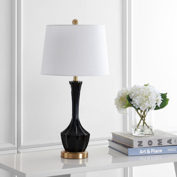 Safavieh RONAN, 28 Inch Black and Gold Glass Table Lamp - Elegant Modern Accent for Any Room Décor Style TBL4202A