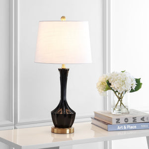 Safavieh RONAN, 28 Inch Black and Gold Glass Table Lamp - Elegant Modern Accent for Any Room Décor Style TBL4202A