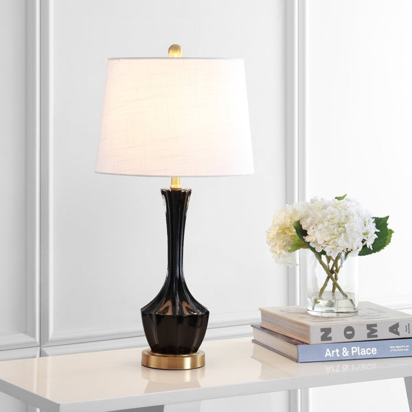 Safavieh RONAN, 28 Inch Black and Gold Glass Table Lamp - Elegant Modern Accent for Any Room Décor Style TBL4202A