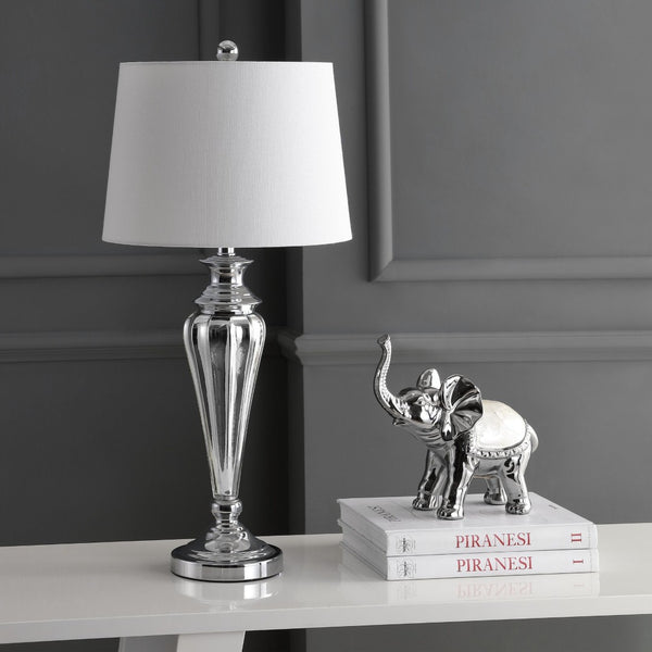 Safavieh TRENT, 30 Inch Silver Glass Table Lamp – Modern Elegance for Home Décor & Ambient Lighting Solutions TBL4205A