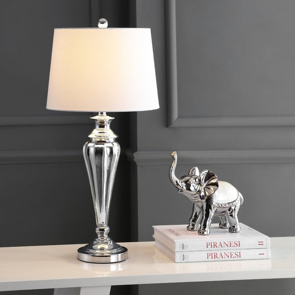 Safavieh TRENT, 30 Inch Silver Glass Table Lamp – Modern Elegance for Home Décor & Ambient Lighting Solutions TBL4205A