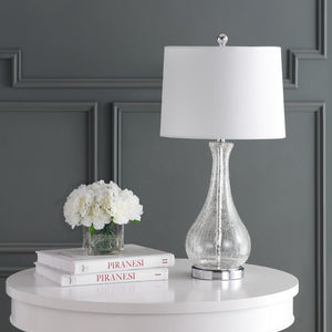 Safavieh FINNLEY Table Lamp - Textured Glass Base for Cozy Ambiance in Modern or Classic Home Decor Styles Clear / Chrome TBL4206A