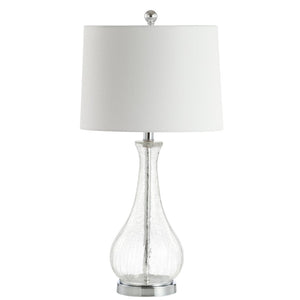 Safavieh FINNLEY Table Lamp - Textured Glass Base for Cozy Ambiance in Modern or Classic Home Decor Styles Clear / Chrome TBL4206A