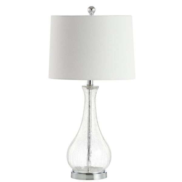Safavieh FINNLEY Table Lamp - Textured Glass Base for Cozy Ambiance in Modern or Classic Home Decor Styles Clear / Chrome TBL4206A