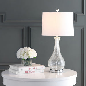 Safavieh FINNLEY Table Lamp - Textured Glass Base for Cozy Ambiance in Modern or Classic Home Decor Styles Clear / Chrome TBL4206A