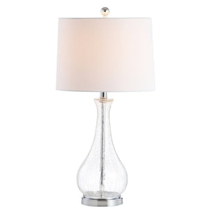 Safavieh FINNLEY Table Lamp - Textured Glass Base for Cozy Ambiance in Modern or Classic Home Decor Styles Clear / Chrome TBL4206A